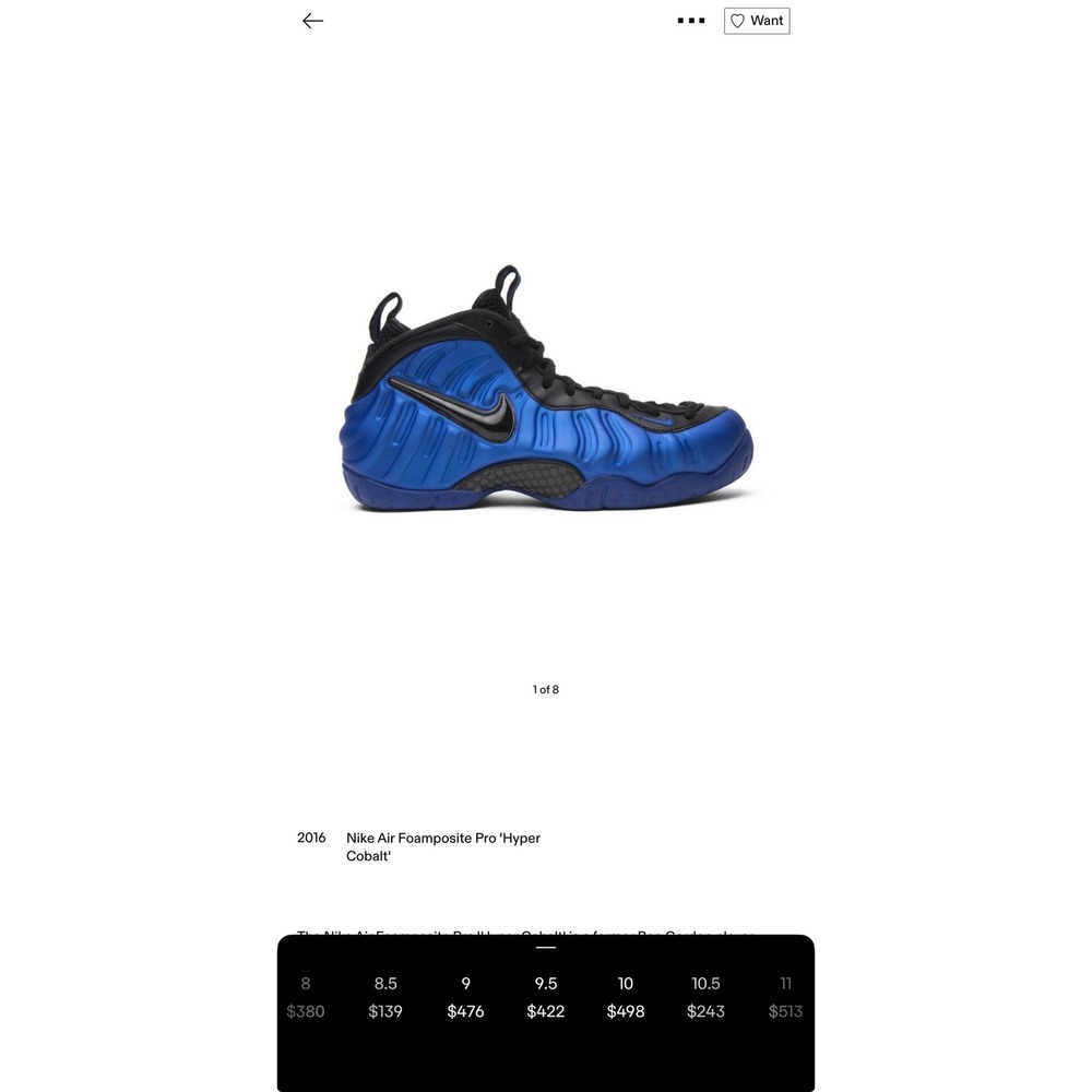 Nike Air Foamposite Pro Hyper Cobalt Blue Black Sneakers 624041-403 Mens - Picture 6 of 6